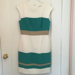 Beautiful NWOT green/brown/stripped dress
